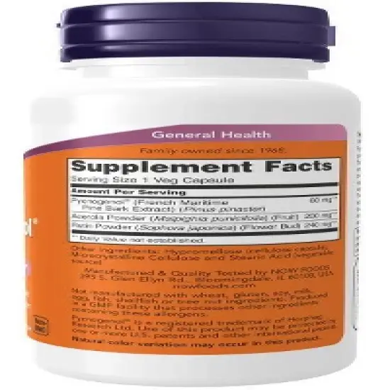Pycnogenol 60mg by Now Foods  -  50 VegCap image {1}