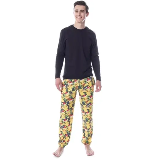 Pokemon Mens' Pikachu Christmas Santa Toss Print Sleep Pajama Jogger Pants image {2}