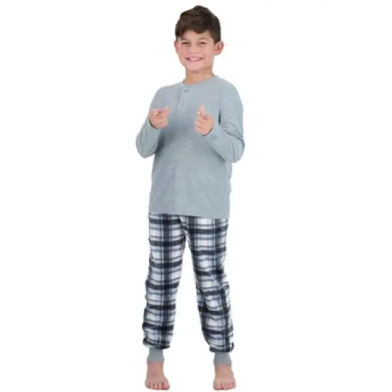 Sleep On It Boys 2-Piece Plaid Pajama Set - Gray image {3}