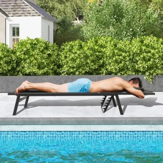 Tangkula Patio Sunbathing Lounge Chair w/ Face Hole & Detachable Head Pillows Poolside image {2}
