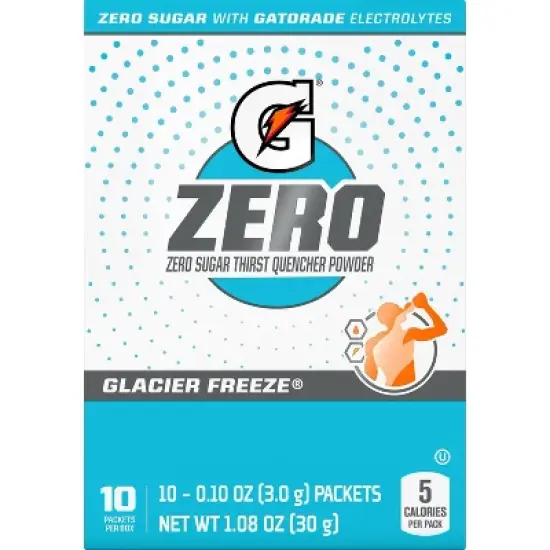 Gatorade GZERO Glacier Freeze Sports Drink Mix - 1.08oz: Kosher, Hydration, Low Calorie image {1}