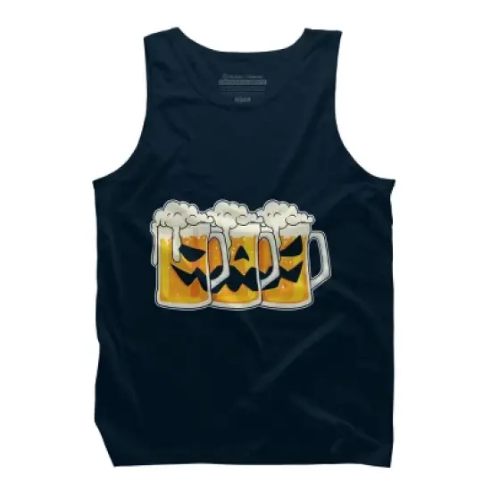 Men's Design By Humans Halloween Jack O Lantern Beer Drinking By RedBirdLS Tank Top image {6}