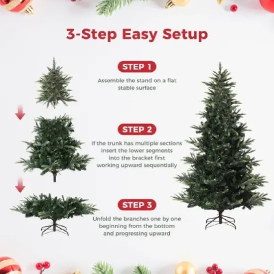Pre-Lit Slim Aspen Fir Artificial Christmas Tree | 350 UL Clear Lights, Metal Stand image {5}