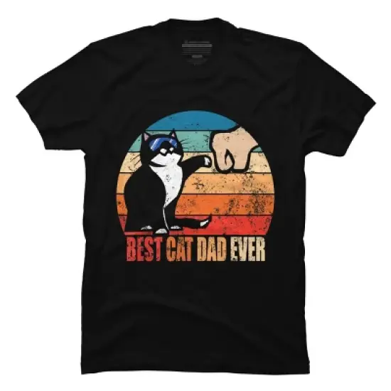 Men's Design By Humans Retro Best Cat Dad Ever By MiuMiuShop T-Shirt image {2}