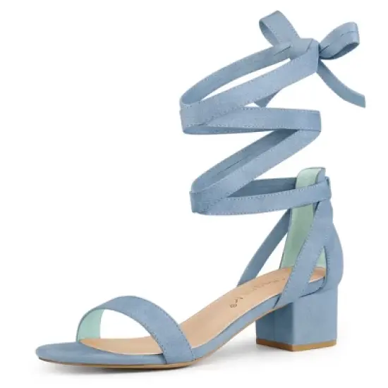 Allegra K Women's Open Toe Block Heel Lace Up Sandals image {10}