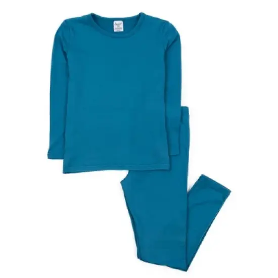Leveret Kids Two Piece Boho Solid Color Thermal Pajamas image {6}