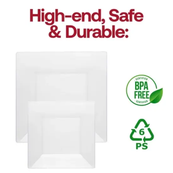 Smarty Had A Party 4.5" Clear Square Plastic Pastry Plates - 240 pcs image {4}