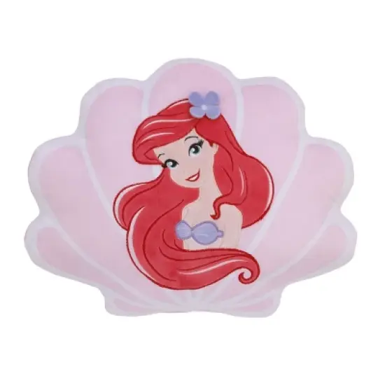 Disney Ariel Watercolor Wishes Pink and White Seashell Decorative Pillow image {5}