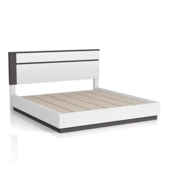 3pc Queen Pape Modern Bed with 2 Nightstands White/Metallic Gray - miBasics: Contemporary Furniture Set image {23}