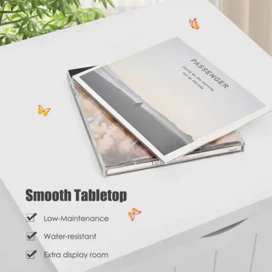 Costway White Floor Storage Cabinet Bathroom Organizer Free Standing 4 Drawers image {6}