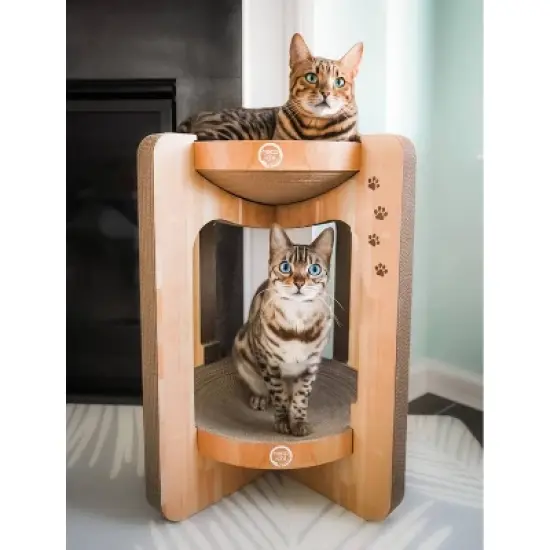 Necoichi Cozy Tower Cat Scratcher - Light Brown image {8}