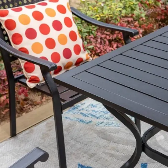 5pc Outdoor Dining Set with Metal Slat Square Table with 1.57" Umbrella Hole - Captiva Designs image {1}