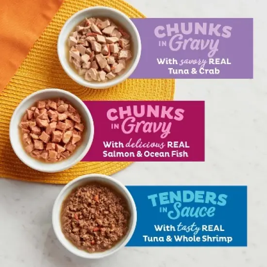 Meow Mix Seafood Selections Wet Cat Food with Shrimp, Salmon, Crab & Tuna Flavor - 2.75oz/24ct Variety Pack image {6}