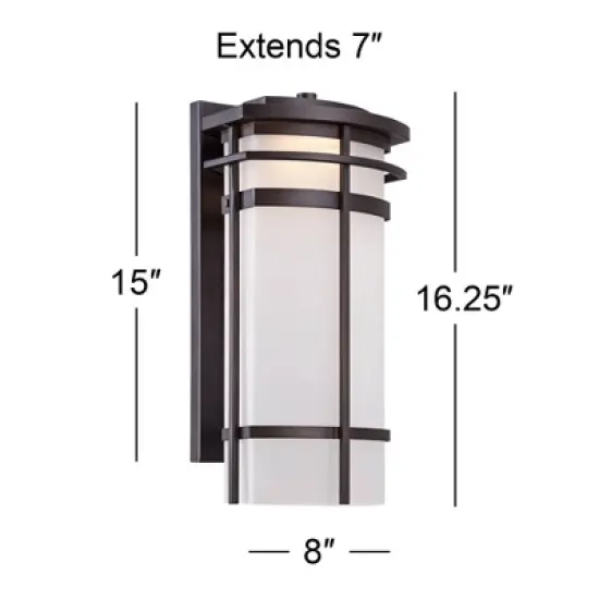 Possini Euro Design Theola Modern Outdoor Wall Light Fixture Bronze LED 16 1/4" Etched Glass Shade for Post Exterior Barn Deck House Porch Yard Patio image {6}