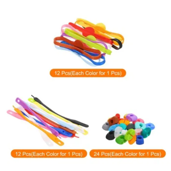 Unique Bargains Silicone Bright Colors Soft Lightweight Wine Glass Markers 48 Pcs image {3}