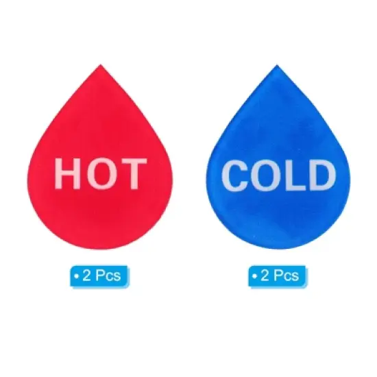 Unique Bargains Acrylic Decor Drop Shape Self Stick Hot/Cold Water Label image {2}