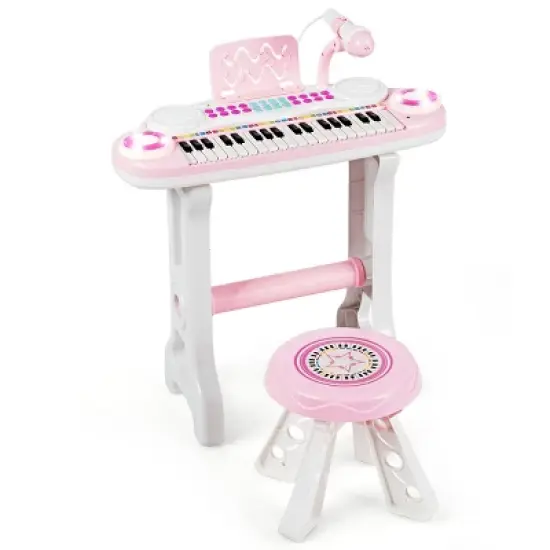 Costway 37-Key Kids Piano Keyboard Playset Electronic Organ Light BluePink image {11}
