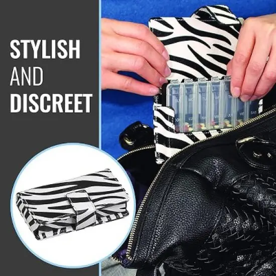 HealthSmart&reg; Travel Pill Case, Zebra image {1}
