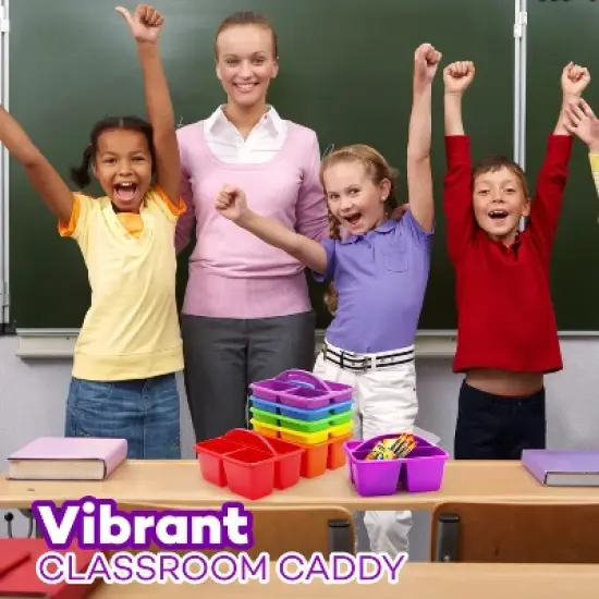 4E&rsquo;s Novelty Classroom Caddy Set of 6, Plastic Caddies for Lectureroom , Caddy Organizer with Handle image {3}