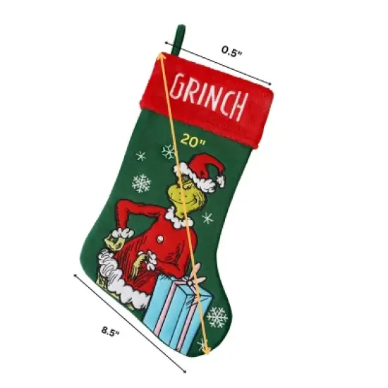 Grinch with Presents 20" Applique Christmas Stocking image {2}