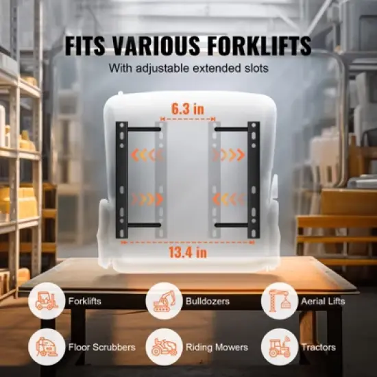 VEVOR Universal Forklift Seat, Fold Down Tractor Seat with Adjustable Angle Back and Micro Switch, 6.3-13.4 inch Extended Slot, Black image {2}