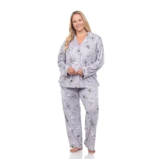 Plus Size Long Sleeve Floral Pajama Set - White Mark image {8}