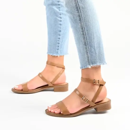 Journee Collection Womens Gigie Ankle Strap Stacked Heel Sandals image {8}