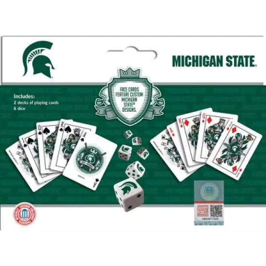 MasterPieces Officially Licensed NCAA Michigan State Spartans 2-Pack Playing cards & Dice set for Adults image {3}