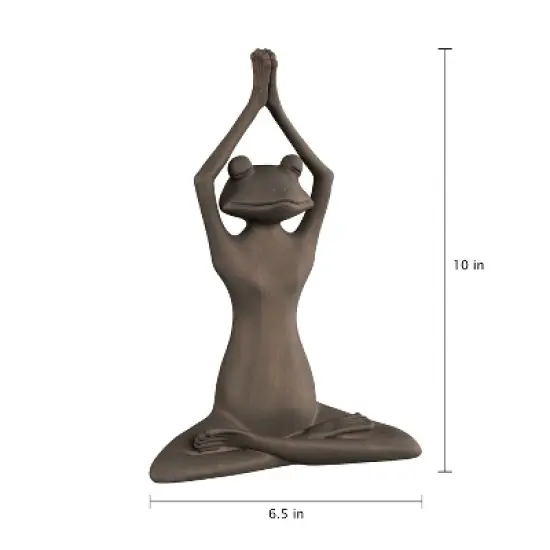 Nature Spring Stretching Frog Statue for Flower Beds and Fairy Gardens - Brushed Bronze image {1}