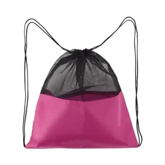 Unique Bargains Drawstring Backpacks Polyester Rose Red 1 Pc image {4}