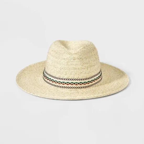 Men's Light Marled Panama Hat with Embroidered Band - Goodfellow & Co&trade; Cream image {1}