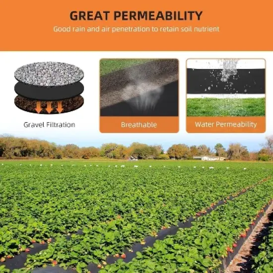 8oz Geotextile Fabric 3ft x 100ft - Heavy Duty PP Non-Woven Landscape Weed Barrier with 350N Tensile Strength & 440N Load Capacity for French Drains image {2}