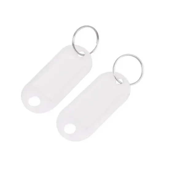 Unique Bargains 50 Pcs White Plastic Luggage Fobs ID Label Name Tag Badge Clip Holder Keyring image {2}