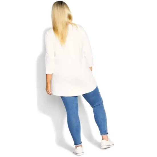 Women's Plus Size Organic Crew Neck Top - white | AVENUE image {1}