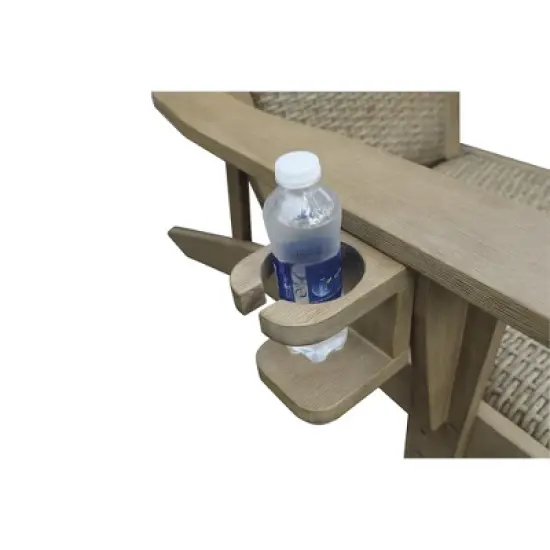 Signature Design by Ashley Coastal Reef Adirondack Chair - Antiqued Eucalyptus Wood with Handwoven Resin Wicker, Beige image {6}