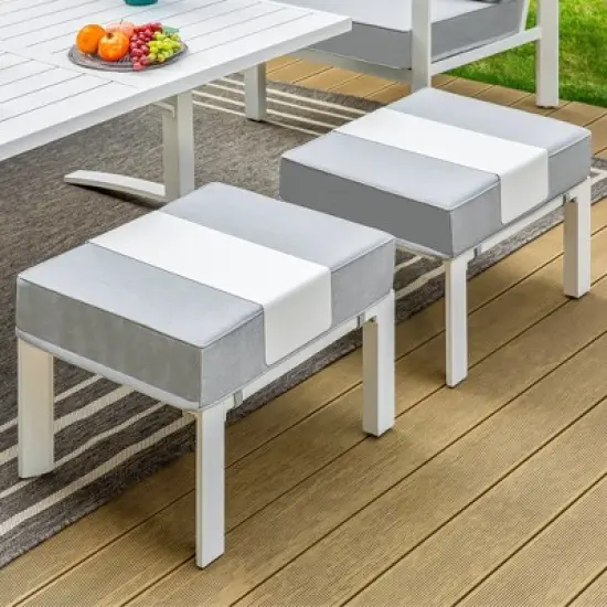 Captiva Designs 5pc Modern Aluminum Outdoor Patio Conversation Set with Ottomans image {5}