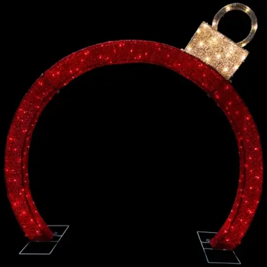 Northlight 4.25' Red LED Lighted Ornament Arch Outdoor Christmas Decoration - Warm White Lights image {6}
