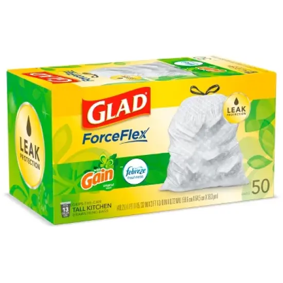 Glad ForceFlex Tall Kitchen Drawstring Trash Bags - Gain Original - 13 Gallon image {2}