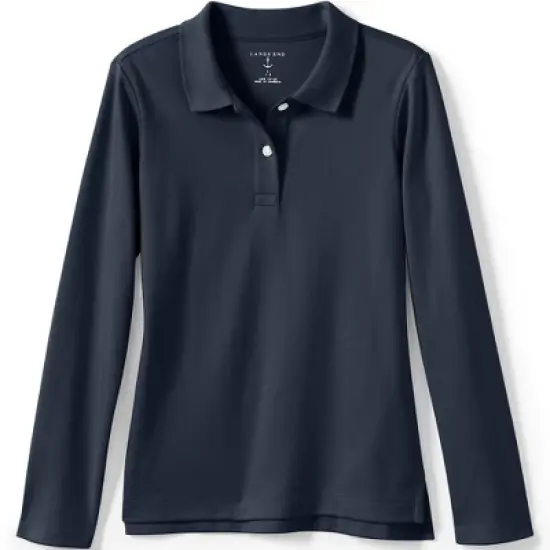 Lands' End School Uniform Girls Long Sleeve Feminine Fit Interlock Polo Shirt image {6}