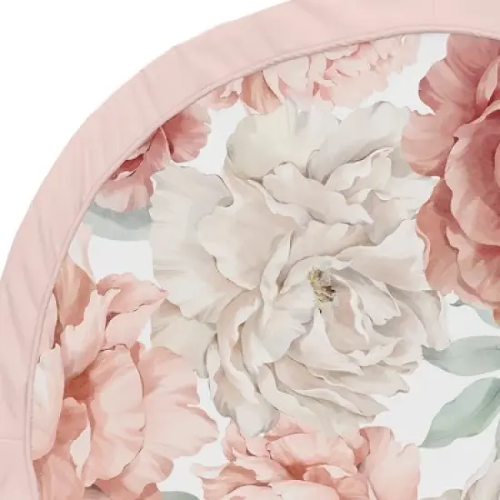 Sweet Jojo Designs Girl Baby Tummy Time Playmat Peony Floral Garden Pink and Ivory image {2}