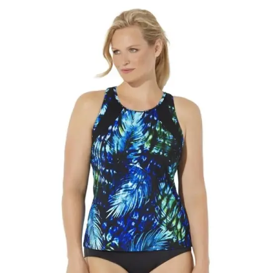 Swimsuits for All Women&rsquo;s Plus Size Chlorine Resistant High Neck Racerback Tankini Top image {7}