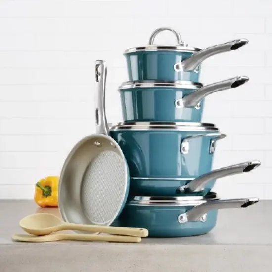 Ayesha Curry Home Collection 3qt Covered Saucepan Twilight Teal image {1}