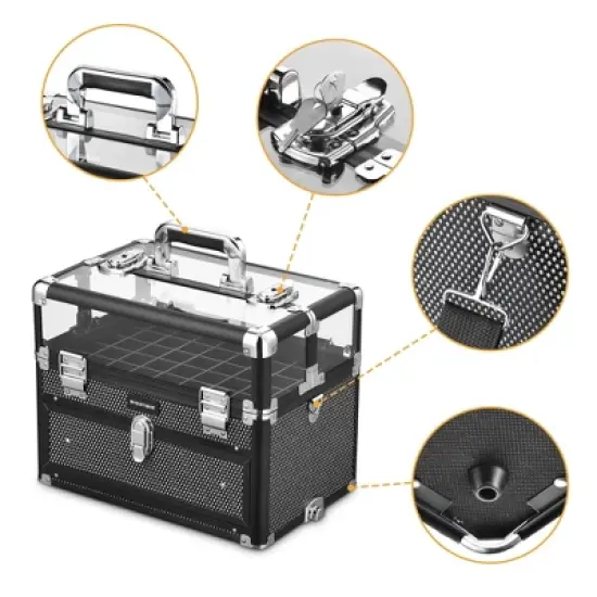 Byootique 2in1 Nail Polish Organizer Rolling Makeup Train Case image {7}