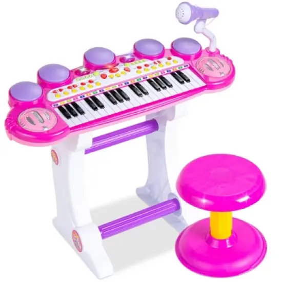 Best Choice Products 37-Key Kids Electronic Piano Keyboard w/ Multiple Sounds, Lights Microphone, Stool image {7}