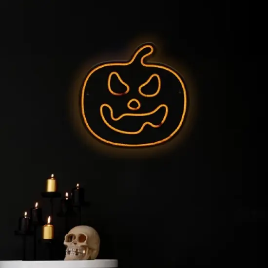 Northlight LED Jack-O-Lantern Neon Lighted Halloween Decoration - 15" - Orange image {2}