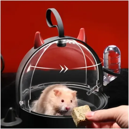 Acekool Hamster Cage, Transparent PS Habitat with 180&deg; Rotating Door, Silicone Handle, Surround Ventilation, Easy Carry Pet Home image {1}