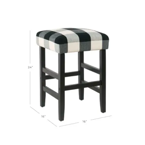 Square Counter Height Barstool Black Plaid - HomePop image {1}