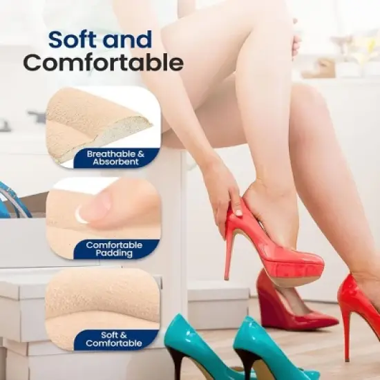 SereneLife Heel Pad Shoe Insert, Soft Gel Cushion, 4-Pack - Black & Apricot image {2}