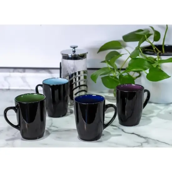 Elanze Designs Color Pop Cool Green Blue Purple 16 ounce Glossy Ceramic Mugs Assorted Set of 4 image {4}