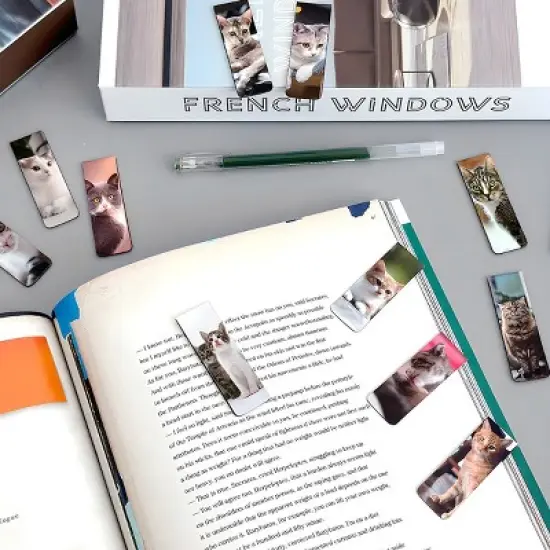 Wrapables Magnetic Bookmarks, Page Marker, Page Clips Reading Supplies (Set of 30), Playful Cats image {2}